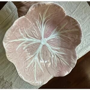 Vintage Pink Bordalo Pinheiro Cabbage Leaf Bowl Portugal 6.5”x 2” Stamped